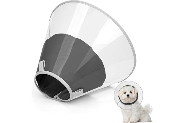Supet Dog Cone Collar to Stop Licking, Clear Elizabeth Recovery Collar with Soft Pad for Large, Medium, Small Dogs, Pet Head