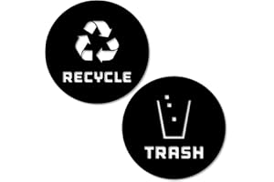 VINYL FRIEND Recycle and Trash Sticker Vinyl Modern Logo Symbol to Organize Trash cans or Garbage containers and Walls - Contour Cut (Black Matte, Medium)