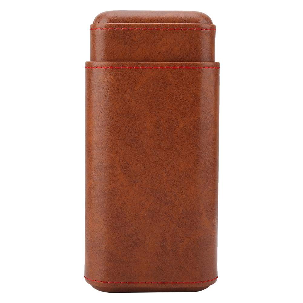 Garosa 3 Tube Cigar Humidor Portable Cedarwood Box with Genuine Leather for Travel & Home Storage
