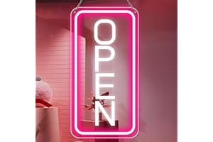 Super Large Open Sign, Neon Open Signs for Business, 23''x 12'' LED Open Sign, Super Bright Open Neon Sign (Pink&White), with