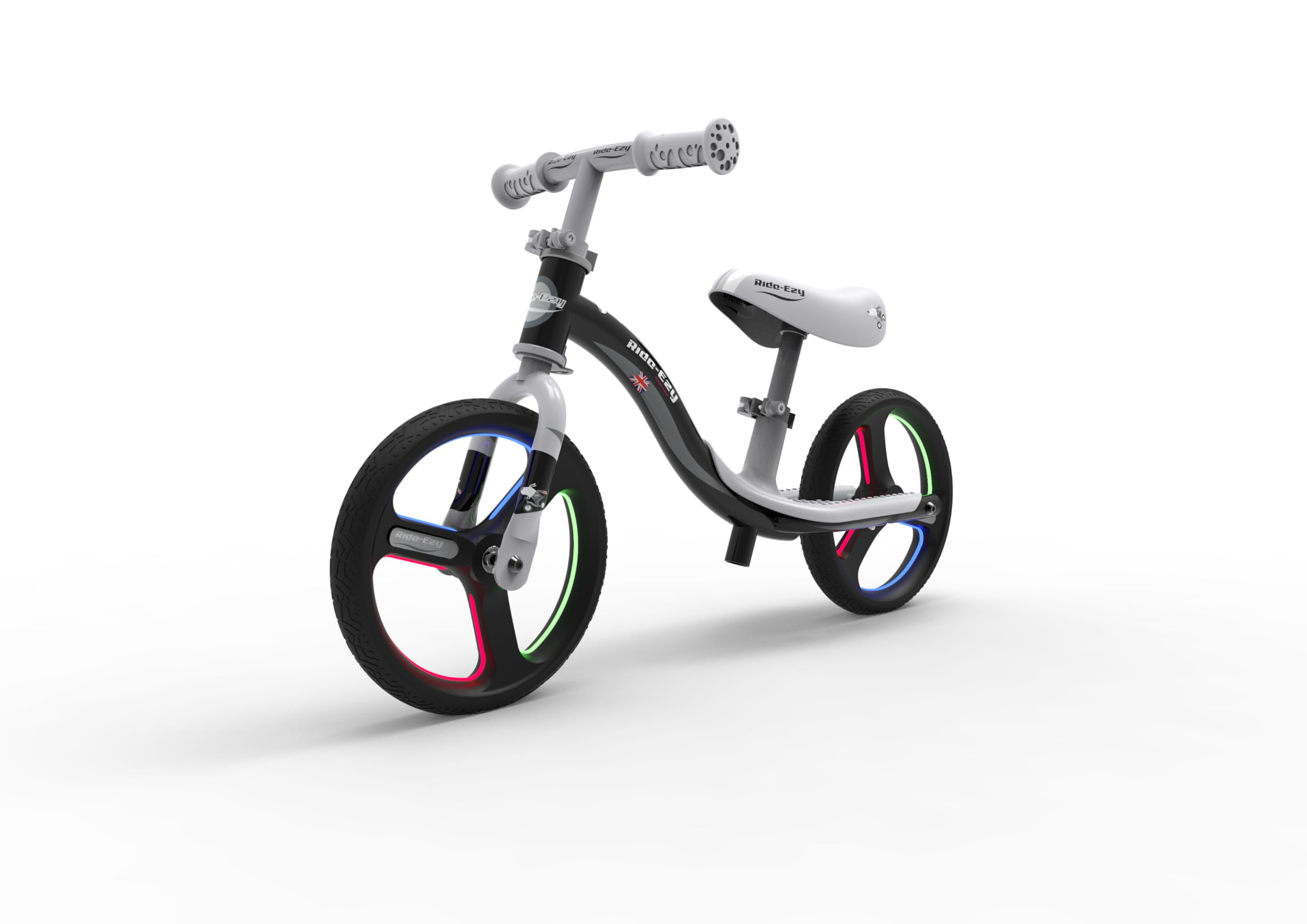 Ride-ezy Go Balance Bike - Glo Black/Silver | 2.75kg Lightweight 10" Wheel Trainer for Kids | Learn Balance & Steering | Integral Footrest | Adjustable Handlebar | Puncture-Proof LED Wheels โ image 1