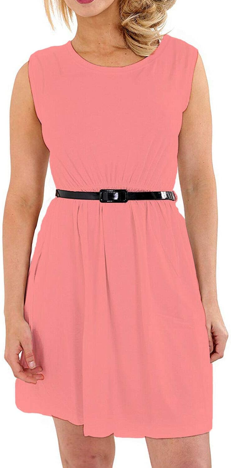Papaval Girls Skater Kids Sleeveless Party Fit Flare Belted Summer Dress Ages 3-14 Years