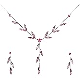 Faship Gorgeous Rhinestone Crystal Floral Necklace Earrings Set