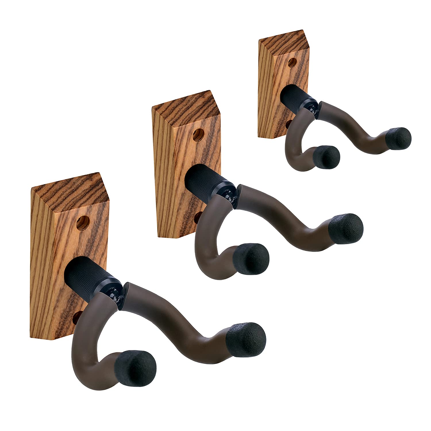 PUNK Guitar Wall Hangers 3 Pack,Guitar Ukulele Wall Mount,Guitar Hanger Wall Hooks,Holders,Stand,Zebra Hardwood Guitar Wall Mount Hanger,for Acoustic,Electric,Guitar,Bass,Banjo,Mandolin,Ukulele