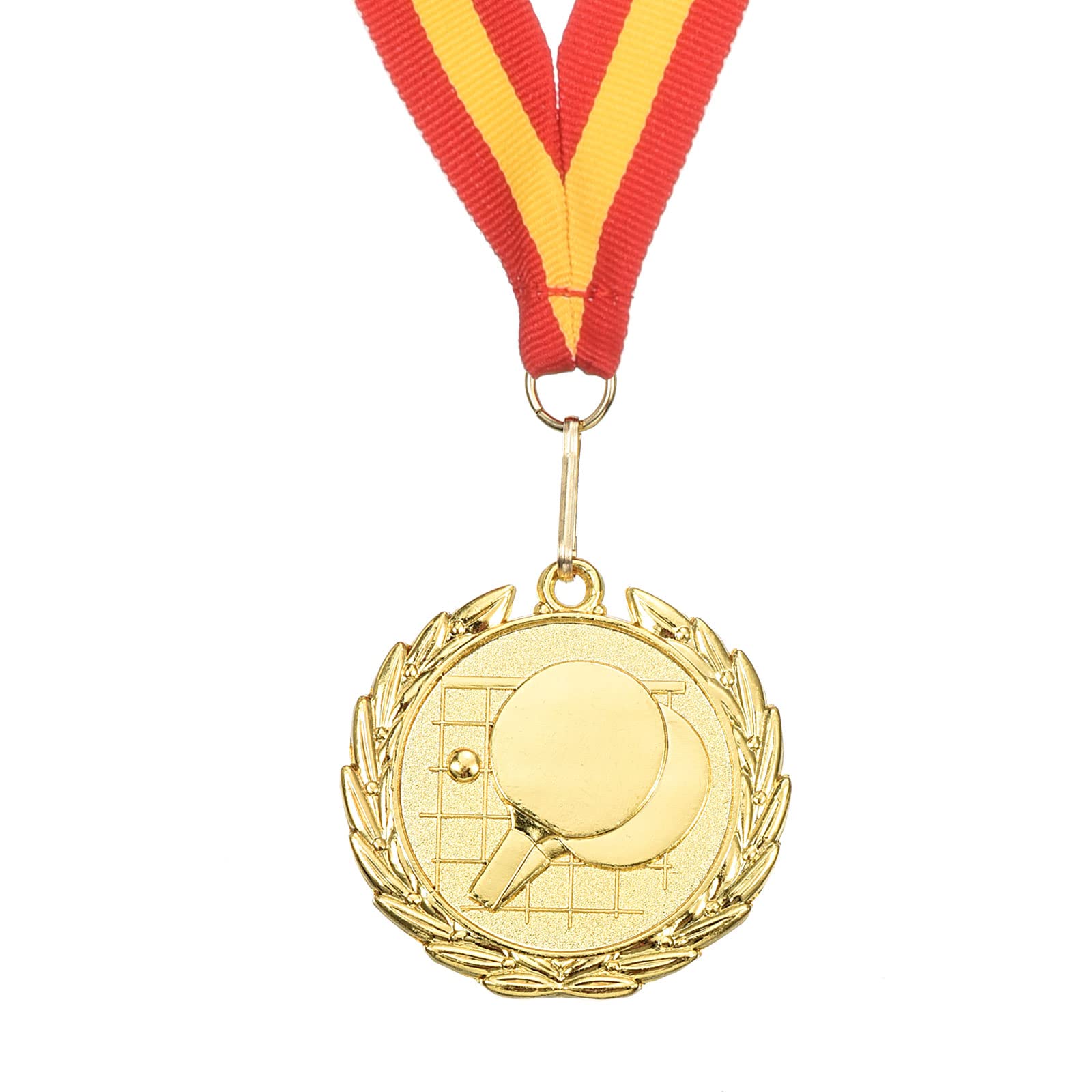 PATIKIL 2" Ping Pong Medals, Table Tennis Award Medals Gold Medal with Ribbon Red Yellow for Games Sports Competitions