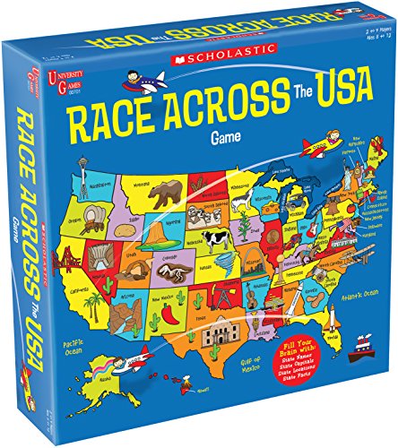 University  Games 00701 Scholastic Race Across the USA Game Board