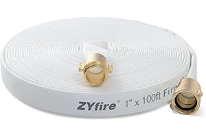 ZYfire Fire Hose - 1" ID x 100 FT Single Jacket TPU Firefighter Hose with M × F NST/NH Brass Couplings 750 PSI Burst Pressure Lightweight for Use in Firefighting