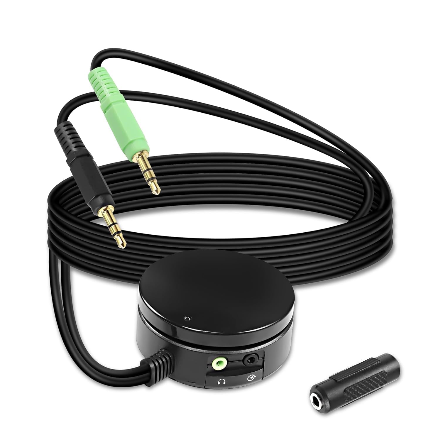 XMSJSIY Computer Speakers Headphones Audio Switch Volume Control Converter Over 3.5mm TRS Adjust Knob Controller Extension Cable-1.5M