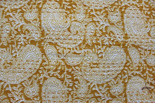 Mango Gifts Kantha Work Bedspread Queen Size Block Print 100%Cotton Gudari