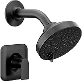 Moen Genta LX Matte Black Pressure Balancing Eco-Performance Modern Shower Trim with Showerhead and Lever Handle, Posi-Temp Valve Required, T2472EPBL