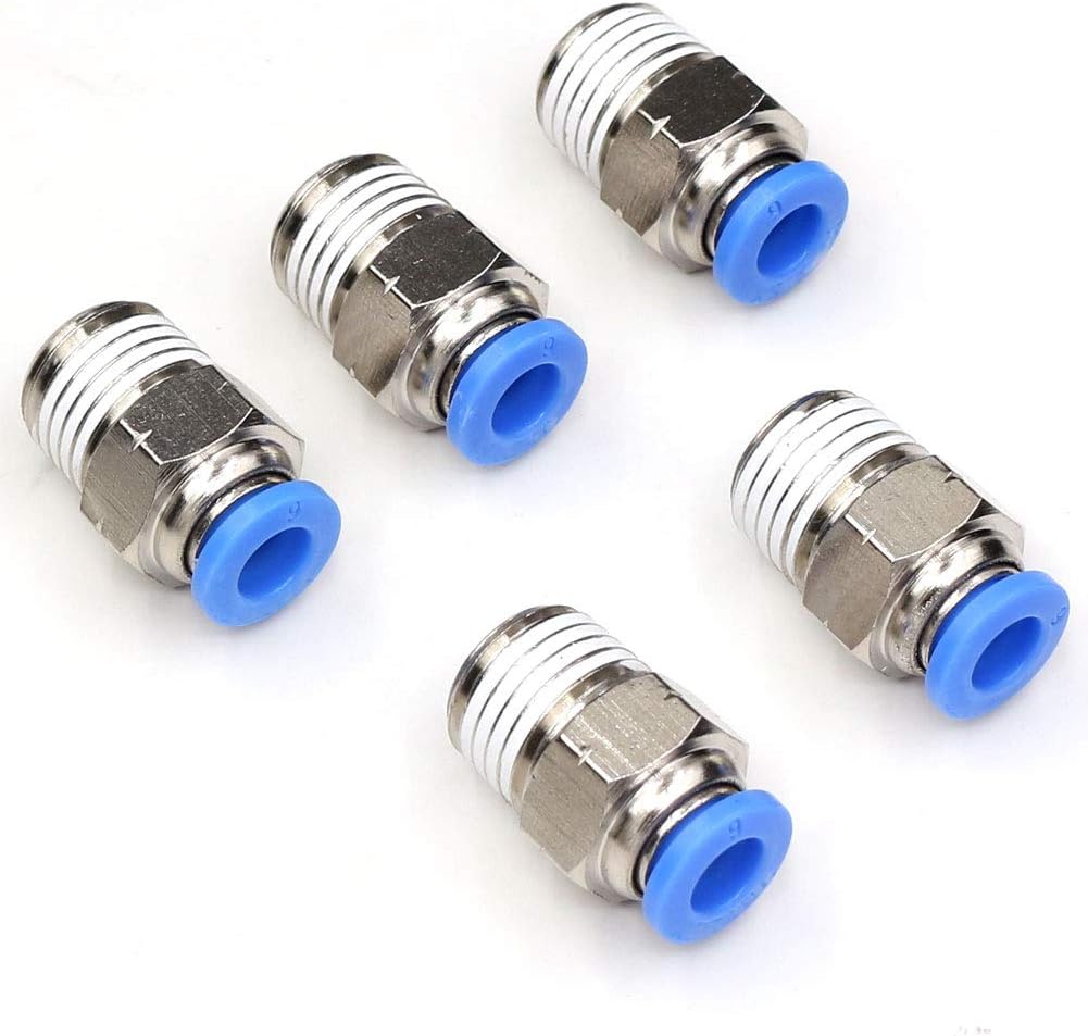 CEKER 6mm Od 1/4" NPT Fitting Push to Connect Tube Fitting Pneumatic Straight Male Connectors Fitting Push in Quick Air Fitting 5Packs