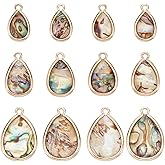 BENECREAT 12Psc Abalone Shell Charm, Teardrop Charm Jewelry Findings for Necklace Earring Jewelry Making