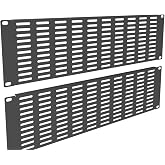 QiaoYoubang 2 Pack of 3U Vented Blank Panel - Metal Rack Mount Filler Panel | for 19in Server Rack Cabinet or Enclosure, Black (3U)