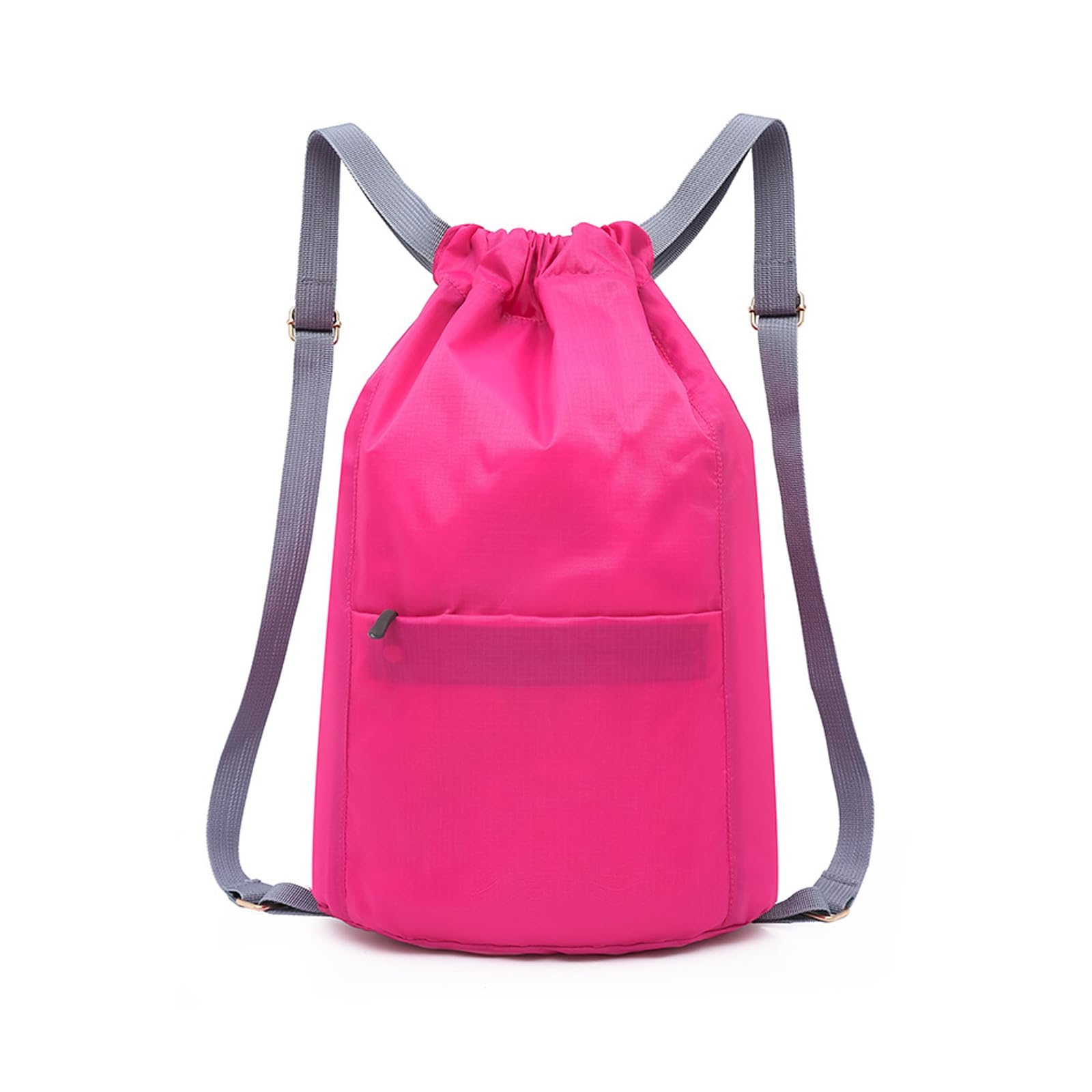 AYNKH Drawstring Fitness Bag, with Zippered Side Pocket, Gym Bag, Waterproof Sports Bag, String Swim Drawstring Bag, for School Sports, Swimming and Mountain Climbing, Travel Beach, Unisex (Rose)