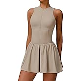 KAIFUYING Tennis Golf Dresses for Women, with Built-in Bra Shorts,A-Line Hem Skirt Athletic with Pockets,Zipper Slim Fit