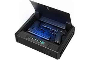 VEVOR Gun Safe, Heavy Duty Handgun Safe with Fingerprint/Password/Key, 3-Way Quick Access Firearm Case Box with Lighting for 