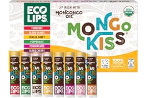 Mongo Kiss USDA Organic Lip Balm Set 8-pack (0.15 oz. each) with Mongongo Oil & Cocoa Butter to Moisturize Chapped Lips | Made in USA by Eco Lips (Variety)