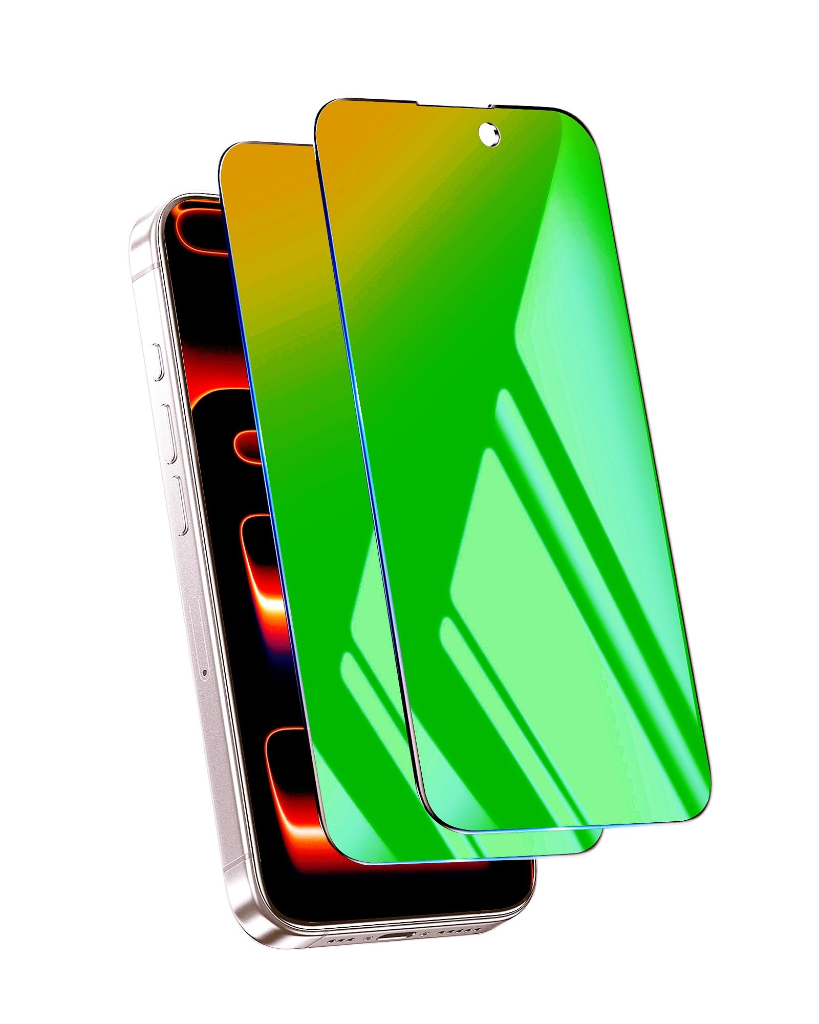 Photo 1 of jehezkel 2 Pack for iPhone 17 Pro Privacy Screen Protector Tempered Glass for 6.3 inch Private Protective Film Anti-Blue Light Anti Spy No-Bubble Gradient Green [HD Clarity]
