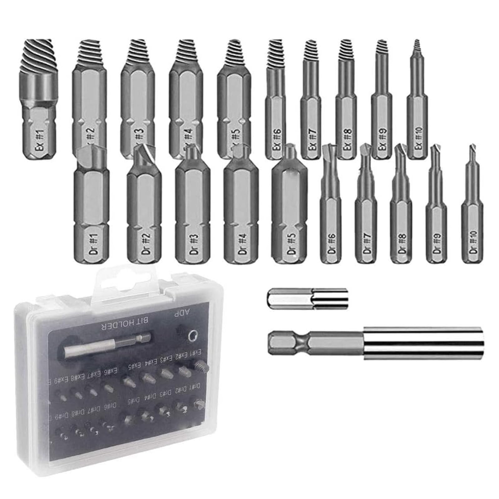 Damaged Screw Extractor Kit 22Pcs Screwdriver Bit Set Screw Extractor and Remove Tool Broken Bolt Stripped Screw Extractors with Magnetic Extension Bit Holder & Socket Adapt