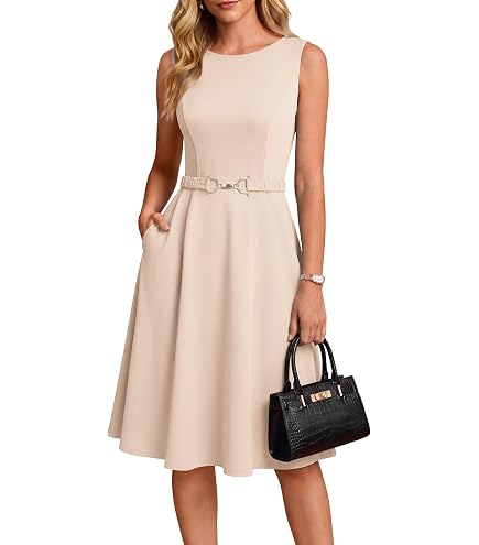 formal dress for conference women YIOYOLA Fit and Flare Cocktail Wedding Guest Business Work Semi A Line Dresses(YYL555-Apricot,S) : Clothing, Shoes & Jewelry Plus size Kimono