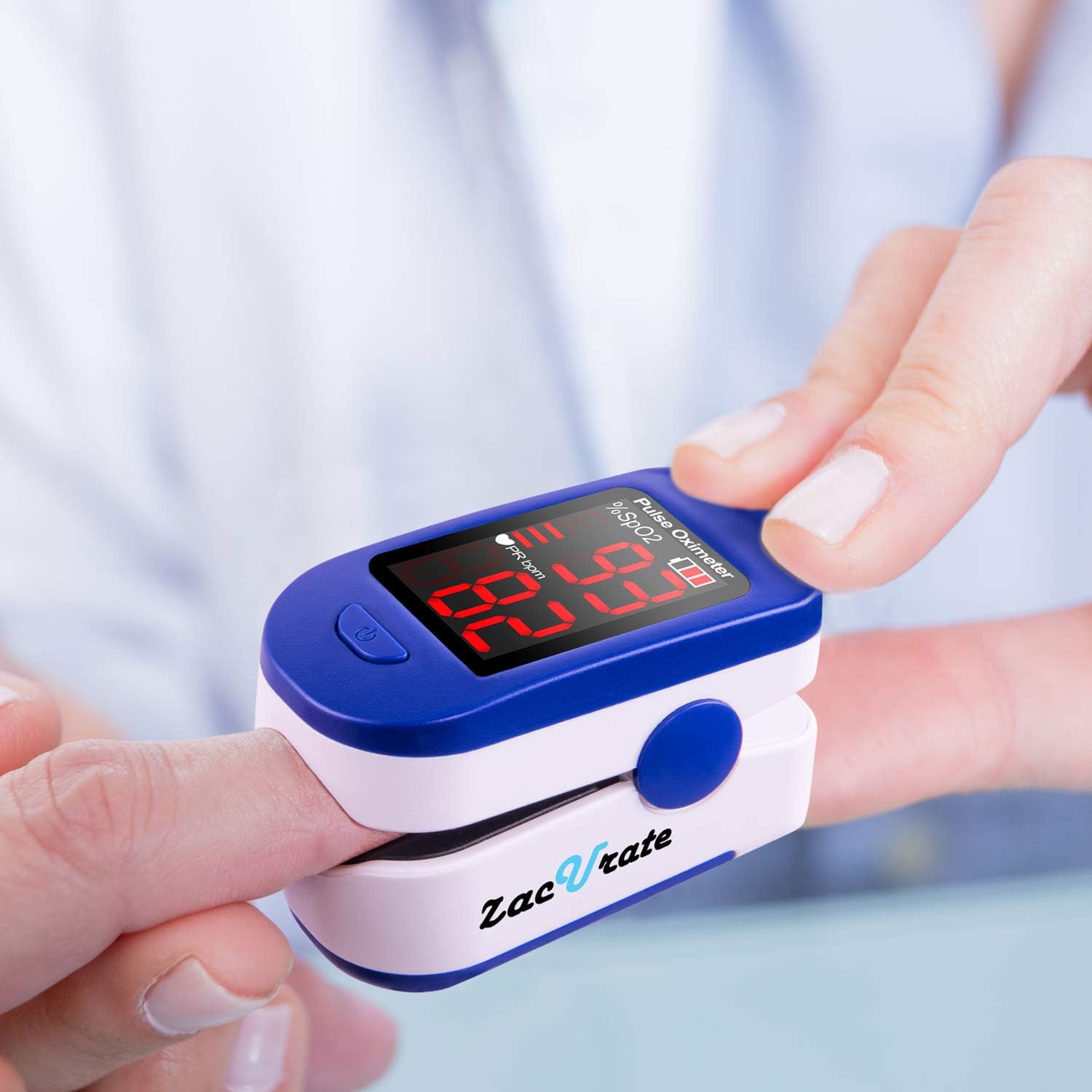 Zacurate 500BL Fingertip Pulse Oximeter Blood Oxygen Saturation Monitor with Batteries and Lanyard Included (Navy Blue): Health & Personal Care
