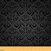 Feelyou Boho Damask Upholstery Fabric for Chairs, Baroque Style Antique Ornament Outdoor Fabric by The Yard, European Pattern Floral Decorative Fabric for Home DIY Projects, 1 Yard, Black Grey