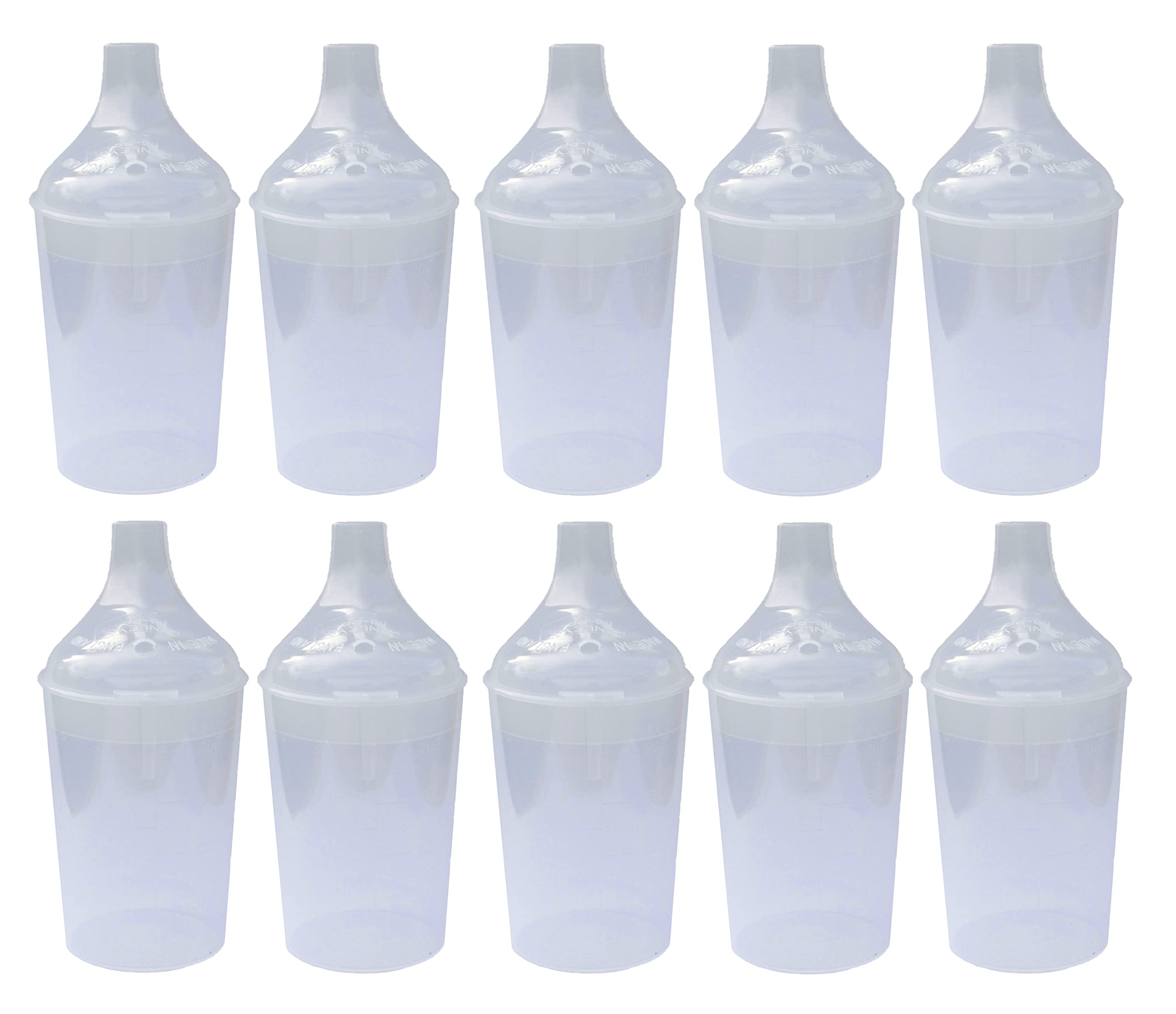 Lizzyoftheflowers 10 Pack - Clear Wide Spout Feeding Beakers with Graduated Measurements and Controllable Flow Lid - Autoclavable, Microwave Safe and Spill-Proof