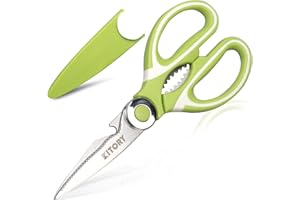 Kitory Kitchen Shears - Ultra Sharp Premium Scissors with Sheath - Heavy Duty Poultry Shears-Nut Cracker-Bottle Opener- Multi