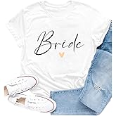 Cutesong Womens Bride Shirt Wedding Team Bride Bridesmaid T-Shirts Bachelorette Party Tee Tops