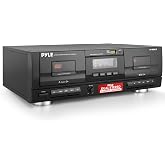 PyleUsa Dual Stereo Cassette Tape Deck-Double Cassette Recorder w/ MP3 Music Converter, RCA for Recording, Dubbing, USB, Retro Design - for Standard/CrO2 Tapes, Home Use