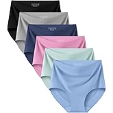 Kalapa Seamless Womens Underwear High Waisted No Show Briefs Silky Stretch Breathable Full Coverage Ladies Panties Multi Pack