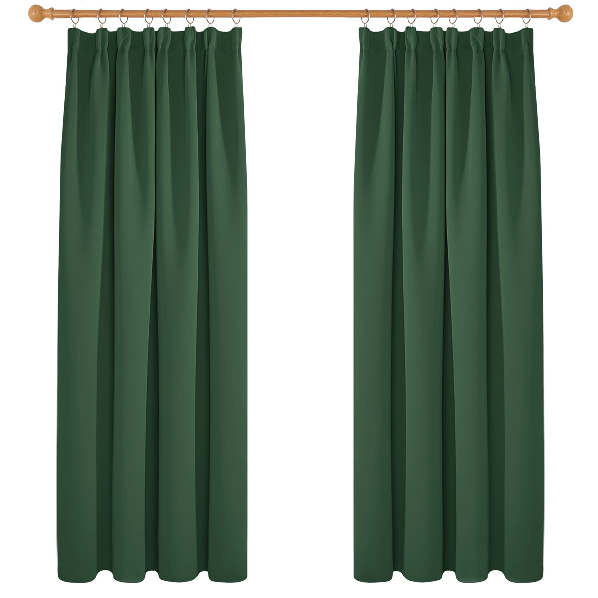 Deconovo Pencil Pleated Blackout Curtains Bedroom Thermal Insulated Curtains for Kids 66 x 72 Inch Forest Green 1 Pair