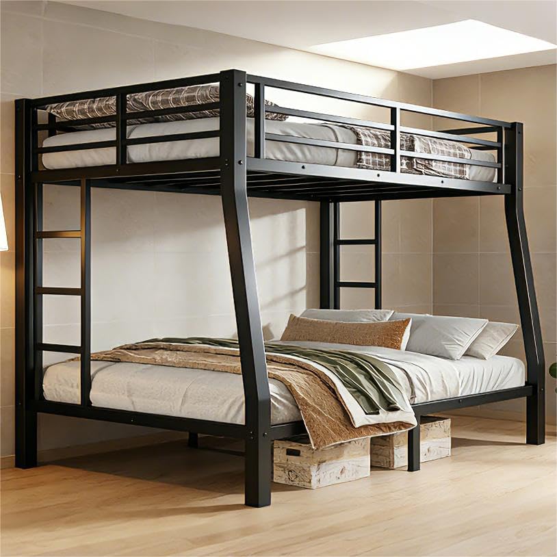 Photo 1 of ******PARTS******Bellemave Metal Full XL Over Queen Bunk Bed with High Guardrail & Under-Bed Storage, Heavy Duty Bunk Beds Frame with 2 Side Ladders, Full Over Queen Bunk Bed for Adults, No Box Spring Needed, Black