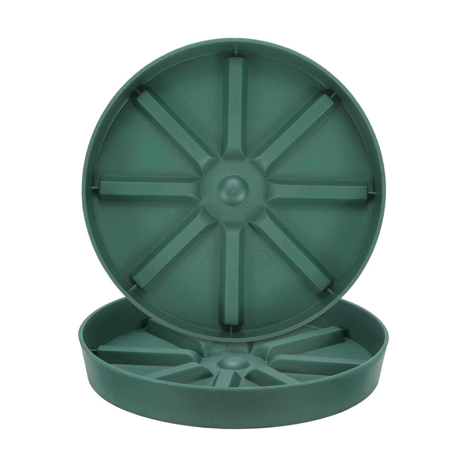 M METERXITY 2-Pack Plant Saucer, 6 Inch Flower Pot Saucers, Thicker Anti-Rot Root Plastic Plant Saucer for Indoor/Outdoor Potted Plant/Plant Water Catcher Tray [Green]