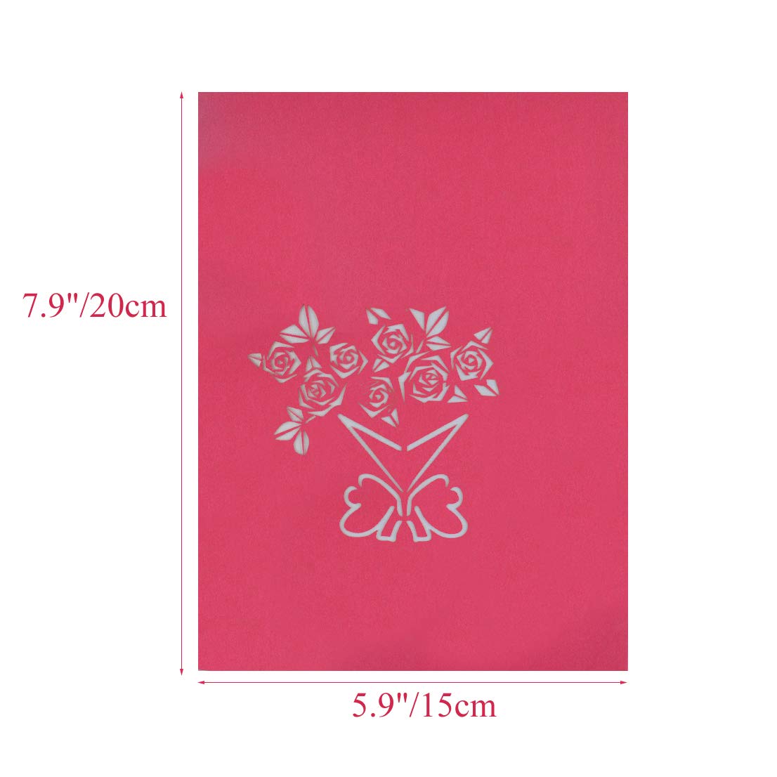 Tongcloud Pop Up 3D Card,3D Greeting Cards,Mother’s Day Cards,Red Rose Bouquet Pop Up Cards with Envelope Sticker for Birthday, Wedding, Thank You