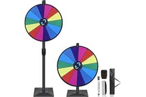 Hooomyai 24 Inch Spining Prize Wheel for Carnival, Heavy Duty Spin The Wheel Spinner 14 Slots with Height Adjustable Floor Stand Dry Erase & Marker Pen for Trade Show Fortune Game