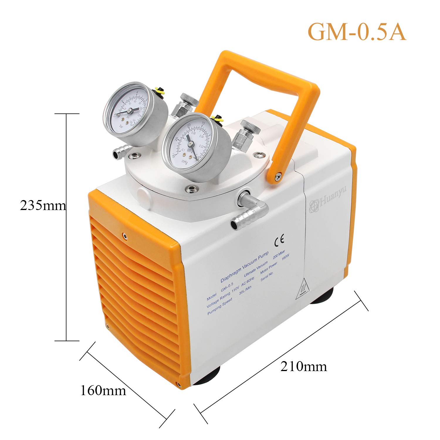 Huanyu Oilless Diaphragm Vacuum Pump Oil Free Anticorrosive Pump 30L/min Lab R&D for Filtration Extraction Apsorption 110V(Anticorrosive Type, GM-0.5A(Single Pump)): Industrial & Scientific