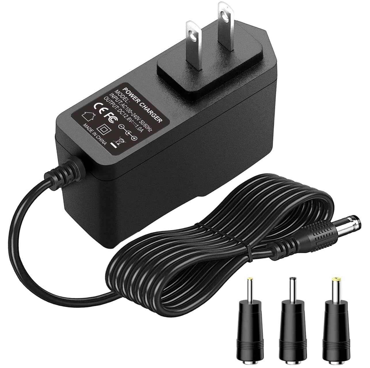 View 1 of 12.6V Massage Gun Power Cord for Cholas KZD02, Tyiaus, JamGym, Helices, Headnote, Fantasy, Olski, Fylina, Valano J01, Sylphim,Neprock,Aquapro AC/DC Power Supply Adapter Li-ion Battery Charger