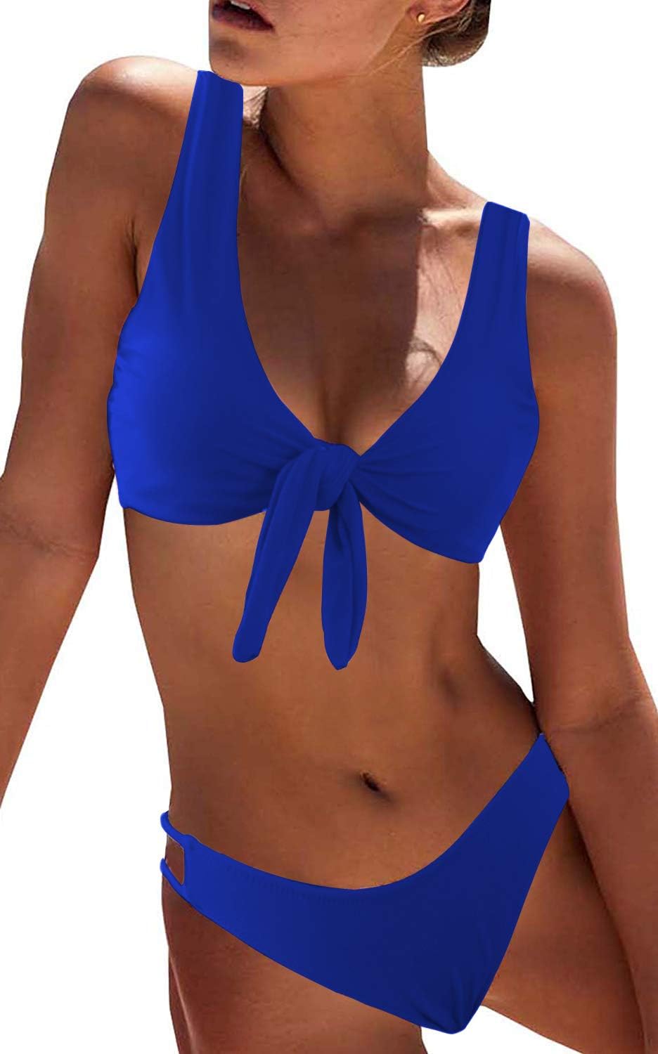 DaiLiWei Bikini Swimwear Womens Tie Knot Two Piece Swimsuit Cutout Sexy Bathing Suit Striped Bikini Set