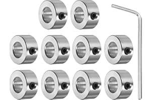 HiPicco Set Screw Collars, 10 Pack 12mm Bore Shaft Lock Collars, 18mm OD, 12mm Width, Nickel-Plated Carbon Steel Landing Gear Stopper Wheel Collar, Includes Wrench