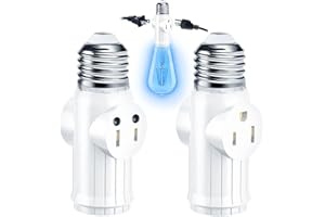 TOBASOVK Light Socket to Plug Adapter (2 Pack), 2&3 Prong Light Bulb Outlet Socket Adapter, Professional Heat-Resistant Materials Light Socket Adapter, Light Bulb Plug Adapter for Expansion Sockets - White