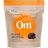 OM MUSHROOM SUPERFOOD Master Blend Vegan Protein – Organic Chocolate Plant Protein with 10 Mushrooms, Ashwagandha, BCAAs & B12 – Energy, Recovery & Immune Support – 1.2 lb (16 Servings)