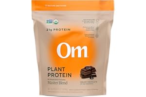 OM MUSHROOM SUPERFOOD Master Blend Vegan Protein – Organic Chocolate Plant Protein with 10 Mushrooms, Ashwagandha, BCAAs & B12 – Energy, Recovery & Immune Support – 1.2 lb (16 Servings)