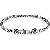 HZMAN 8.5In Rope Chain Bracelet for Men Women Goth Stainless Steel Skull/Feather Carving Link Bracelet