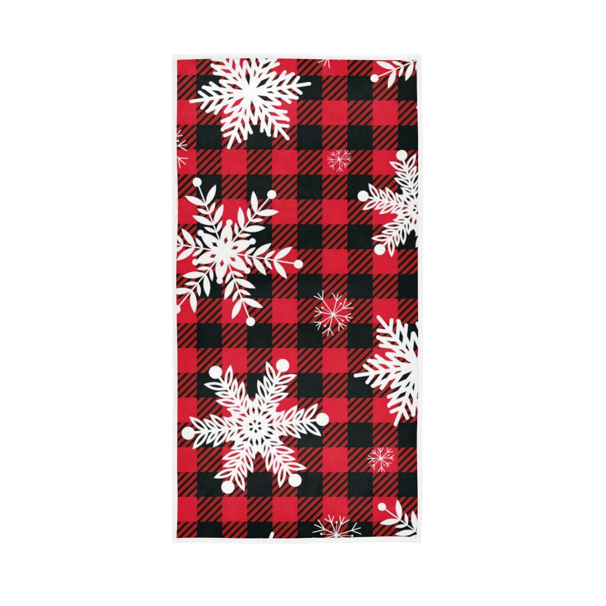 ALAZA Snowflakes Red Black Buffalo Plaid Hand Towel Yoga Gym Cotton Face Spa Towels Absorbent Multipurpose for Bathroom Kitchen Hotel Home Decor Set 15x30 Inch