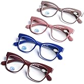 DOOViC 4-Pack Reading Glasses Blue Light Blocking Computer Readers Anti Eyestrain New Classic Style Spring Hinge Glasses for Women 1.25 Strength