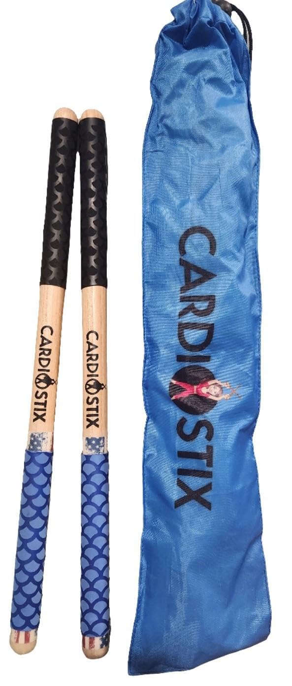 CardioStix 8.5oz Bundle Highest-Weighted Double Grip(1 PAIR) Premium American Hickory Wood Cardio Drum Sticks | Drumming, Fitness, Aerobic Class, Exercises