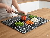 Acense Tempered Glass Worktop Saver 40 x 30 cm Black with White Writing view 2