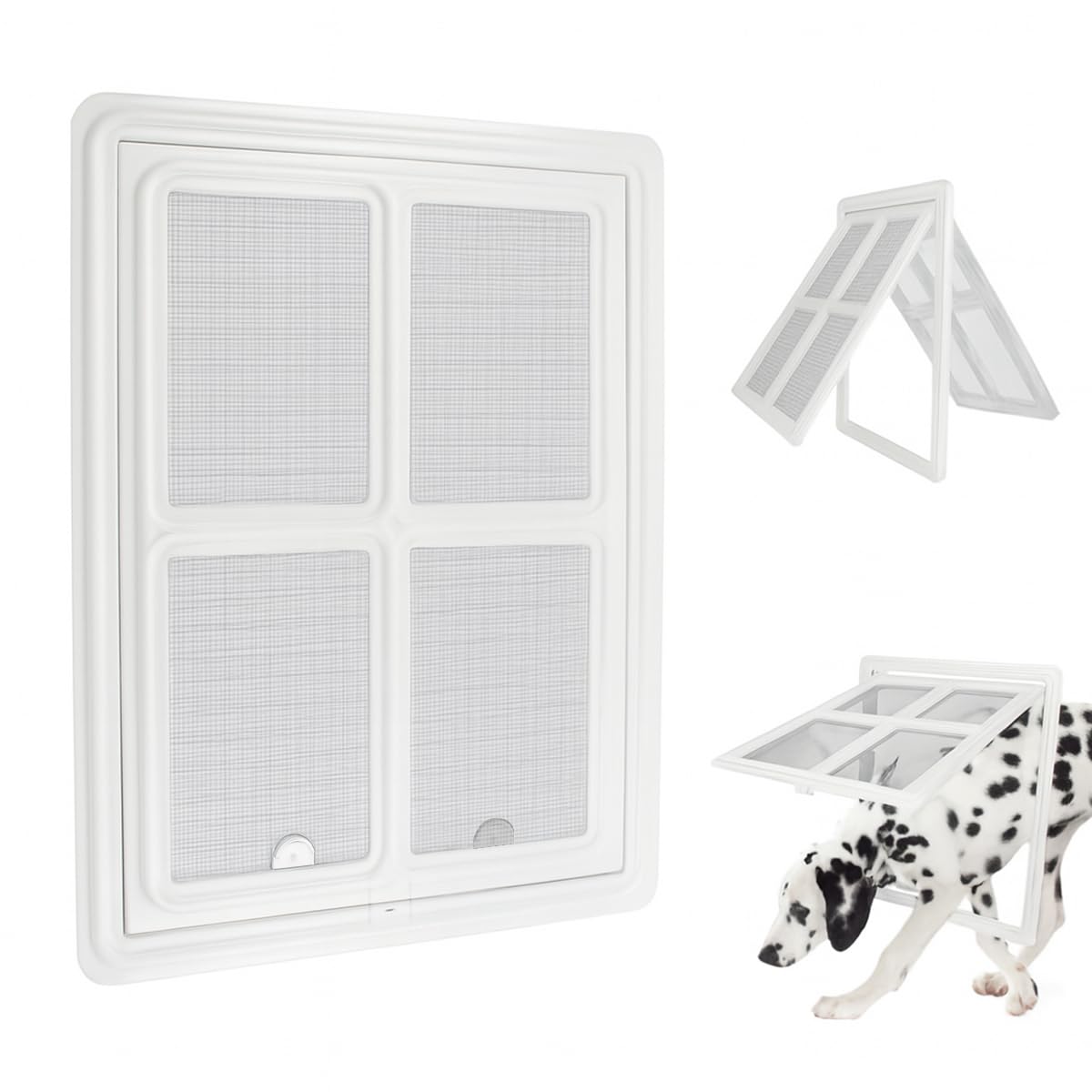 Photo 1 of NAMSAN Dog Screen Door, Passage Size 12 x 16 inches, Dog Door for Screen Door, Large Pet Door for Sliding Door, Magnetic Automatic Closing, Self-Assembly, Lockable, White ?