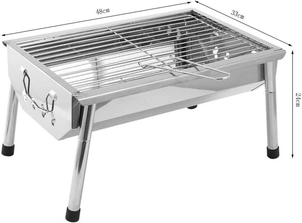 review ZJJ& Barbecue Grill Portable Outdoor Home Barbecue Charcoal Stainless Steel Folding Grill